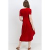 Hello Miz Women's Hi-Low Short Sleeve V Neck Maternity Wrap Dress with Belt - 3 of 4