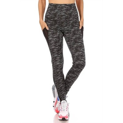 Women's Heathered Leggings with Sheer Reflective Sides - SHOSHO