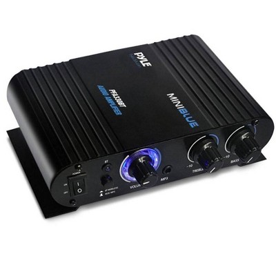 Pyle 90 Watt 8 Ohm Bluetooth Mini Blue Compact Home Studio Class T Amplifier