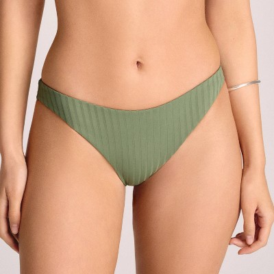 Vitamin A Women's Ribbed Classic Coverage Bikini Bottom - Green