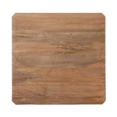 Natural Mango Wood Square Coffee Table with Storage Shelf