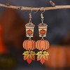 Cute Halloween Wood Earrings: Bat & Pumpkin Ghost Dangle Design for Costume Parties - 4 of 4