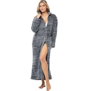 ADR Women's Zip Up Robe Fleece Soft Warm Plush Oversized Zipper Bathrobe - 1 of 3