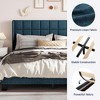 Allewie Platform Bed Frame with Wingback, Fabric Upholstered Square Stitched Headboard and Wooden Slats, Mattress Foundation, Box Spring Optional, Easy Assembly - 3 of 4