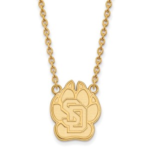 Black Bow Jewelry 14k Yellow Gold Plated Sterling Silver South Dakota Coyotes NCAA Necklace 18 Inch - 1 of 4
