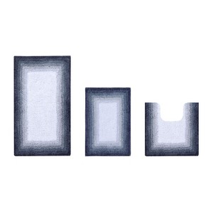 Torrent Collection 3 Piece 100% Soft Cotton Tufted Weave Bath Rug Set, Ombre Pattern, Super Soft & Absorbent, Machine Washable Bathroom Mats - 1 of 4