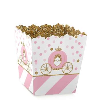 Big Dot of Happiness Little Princess Crown - Party Mini Favor Boxes - Pink & Gold Princess Baby Shower or Birthday Party Treat Candy Boxes - Set of 12