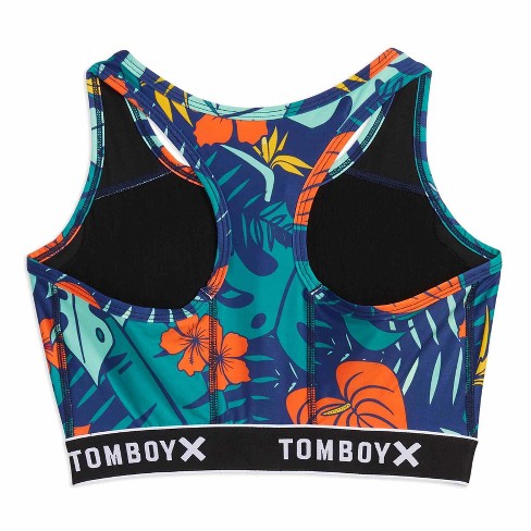 TomboyX Zip-Up Swim Top, Racerback Bathing Suit Compression Sport Swimming  Bra UPF 50 Sun Protection, Size Inclusive (XS-6X) Island Shade Large