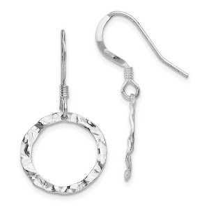 Black Bow Jewelry 16mm Textured Open Circle Dangle Earrings in Sterling Silver - 1 of 4