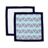 Bacati - Liam Aztec Print Aqua/Navy Triangles Muslin 2 pc Security Blankets - 4 of 4