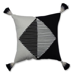 Linear Diamond Square Throw Pillow Black/White - Pillow Perfect: Modern Indoor Abstract Decor, Weather-Resistant - 1 of 4