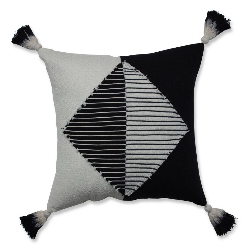 Linear Diamond Square Throw Pillow Black/White - Pillow Perfect, 1 of 7