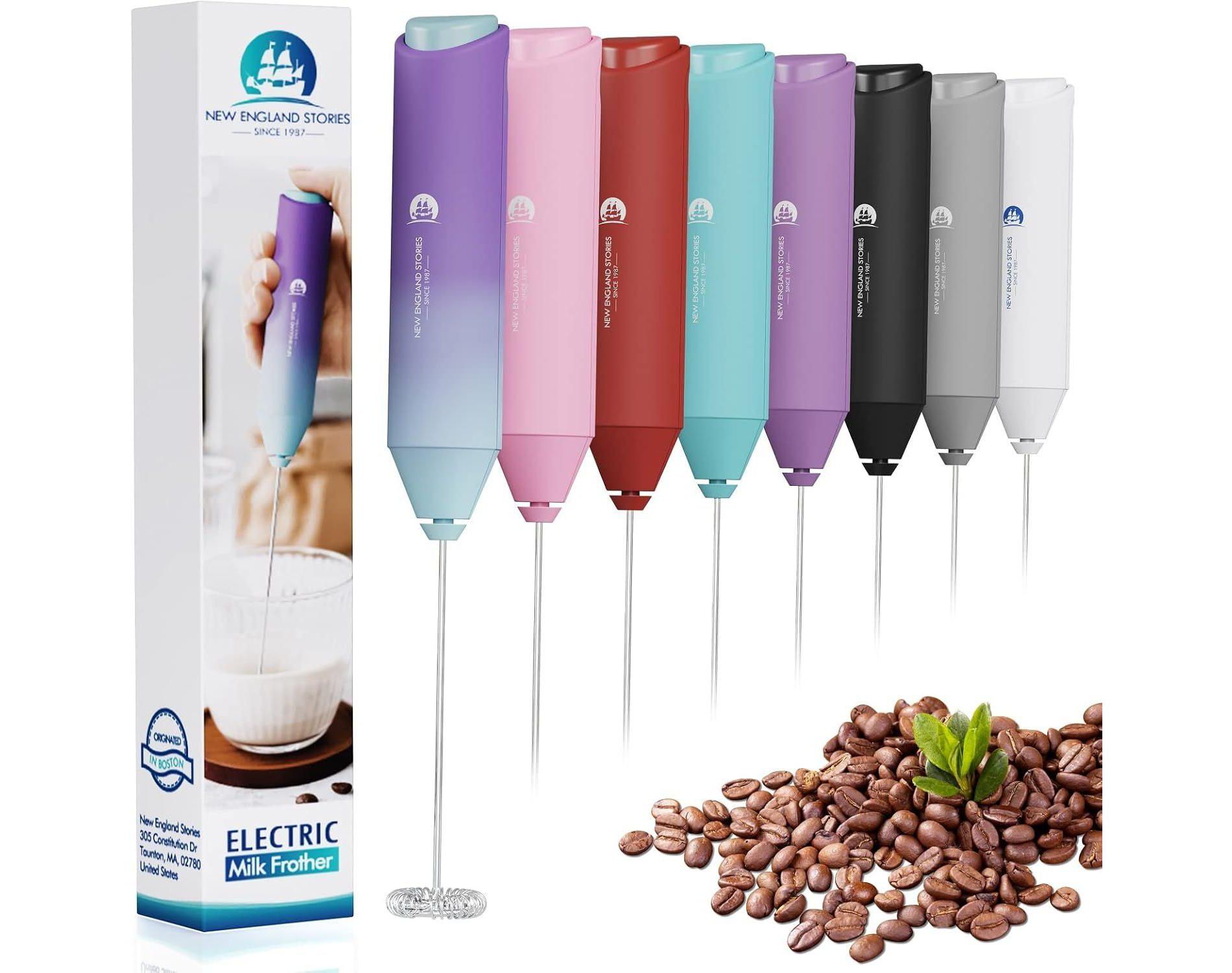Powerful Milk Frother Wand, Mini Handheld Stainless Steel Whisk, Battery-Powered, Suitable For Coffee, Lattes, Cappuccinos
