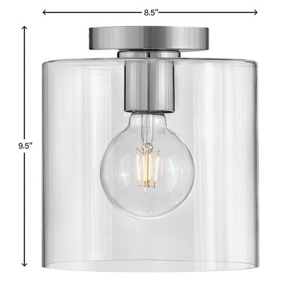 Pippa 8.5" Polished Nickel and Clear Glass Flush Mount Light
