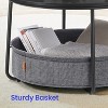 Round Coffee Table with Metal Frame, Modern Style Center Table for Living Room with Storage and Fabric Basket - 2 of 4