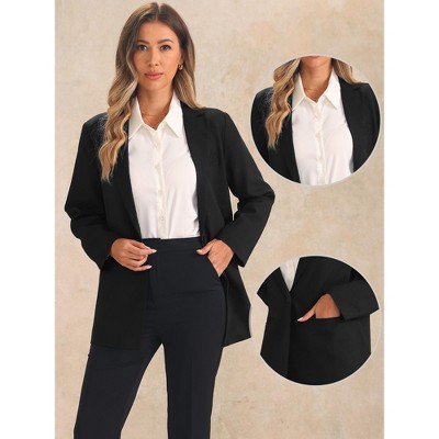 Allegra K Women's Long Sleeve Breast Pocket Blazer Black X-Small — фото 2
