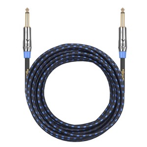 Clef Audio Labs Instrument Guitar Cable, 20ft - 1/4 inch TS Straight to Straight Electric bass Guitar AMP Cord Blue Braided Jacket - 1 of 4