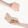 Unique Bargains Mini Portable PU Leather Travel Storage Display Holder Jewelry Box for Women and Girls Gifts - 4 of 4