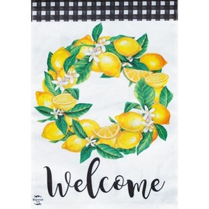 Lemon Wreath Summer Burlap House Flag Welcome Everyday 28" x 40" Briarwood Lane - 1 of 4