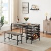 Dining Table Set for 4, 47"L Kitchen Table with 2 Benches, Kitchen Breakfast Table Set with Wine Rack & Storage Shelf for Dining Room Kitchen Grey - 2 of 4