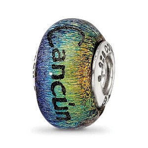 Black Bow Jewelry Cancun & Palm Trees Orange Dichroic Glass & Sterling Silver Bead Charm - 1 of 4