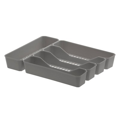 10"x13" Hexa 5-Divider Silverware Tray Gray - Spectrum Diversified