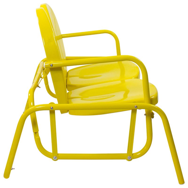 Northlight 2-Person Outdoor Retro Metal Tulip Double Glider Patio Chair, Yellow, 4 of 6