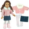 Sophia’s 3 Piece Feather Trim Sweater Outfit Set for 18'' Dolls, Pink - 3 of 4