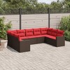 vidaXL 9 Piece Patio Sofa Set with Cushions Brown Poly Rattan - 2 of 4