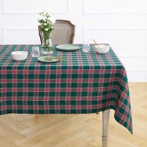 Solino Home Linen Plaid Tablecloth | Green Tartan Plaid - 1 of 4