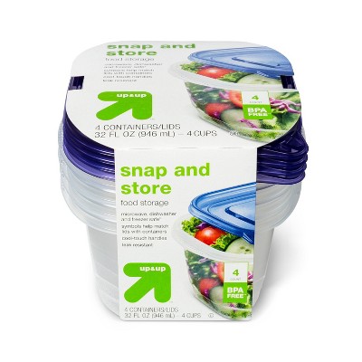 Snap and Store Medium Square Food Storage Container - 4ct/32 fl oz - up & up™