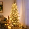 HOMCOM 6 FT Prelit Artificial Christmas Tree Holiday Decoration with Snow Flocked Branches, Warm Yellow Clear Lights, Auto Open, Extra Bulb - 2 of 4