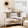 Vynxaria Console Table with Drawers,Vintage Entryway Table with 2 Drawers,Cabinets and Bottom Shelf, Retro Sofa Table,White - 4 of 4