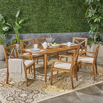 Pines 7pc Acacia Oval Wood Dining Set - Christopher Knight Home