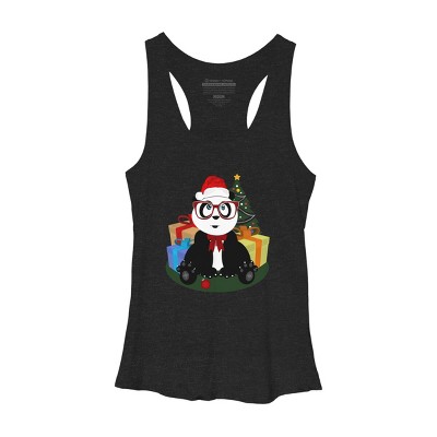 Women's Design By Humans Christmas - Panda Nerd By Adamzworld Racerback Tank Top