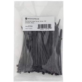 Monoprice 4-inch Cable Tie, 100pcs/Pack, 18 lbs Max Weight - Black