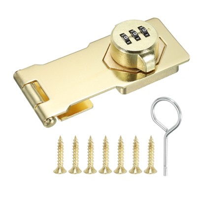 Unique Bargains 3 Digit Combination Password Galvanized Alloy Cabinet Hasp Lock