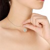 Guili Sterling Silver White Gold Plated Oval Ice Blue Cubic Zirconia Solitaire with Halo Necklace for Luxury and Sophistication Always - 2 of 4