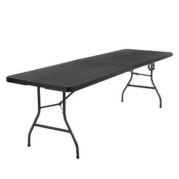 SKONYON 6ft Portable Heavy Duty Plastic Foldable Table Black