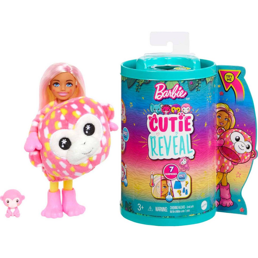 2 CASE PACK Barbie Cutie Reveal Jungle Series Chelsea Monkey Doll