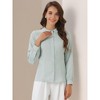 Allegra K Women's Work Peter Pan Collar Long Bishop Sleeve Button Down Shirt - 3 of 4