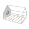 Gulches Full Size Wood House Bed with Window and Fence, White - 3 of 4