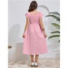 Clearlove Womens Maternity Flutter Short Sleeve Square Neck Summer Casual Dress Smocked Boho Maxi Dress Photoshoot Baby Shower - 4 of 4
