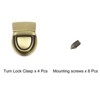 Unique Bargains Decorative DIY Craft Handbag Purse Making Turn Lock Clasps 4 Pcs - 3 of 4