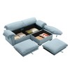 MYINDA 2 Seater Deep Seat Sectional Couch With Storage Space, Modular Sectional Sofa with Storage Reversible Ottoman,BLUE - 4 of 4