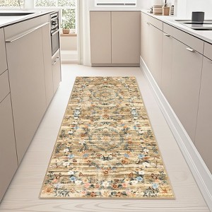 Insect Botanical Washable Rugs for Living Room Non Slip Low Pile Modern Floral Printed Accent Rug Stain Resistant Indoor Carpet - 1 of 4