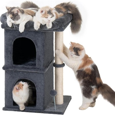 14‘’ Cat Tree Tower with Scratching Post, 20 * 16.5in Perch Bed for Large Adult Cats, Condo Cave for Indoor Small Medium Kittens