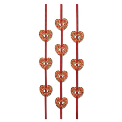 Beistle Heart Ribbon Stringers, 4', (15/Pkg) Multicolored