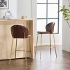 Set of 2 Bar Stools with Faux Leather Upholstery, Gold Metal Legs, Low Back Counter Chairs for Kitchen or Home Bar-The Pop Home - 2 of 4