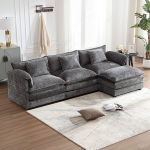 MOONMISS 112" Oversized Modern Chenille L Shaped Sectional Sofa Cloud Couch for Living Room, with Moveable Ottoman & Memory Foam - 1 of 4